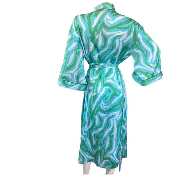 New Diane Von Furstenberg for Target Long Satin Disco Zebra Green Robe Small - Picture 5 of 9